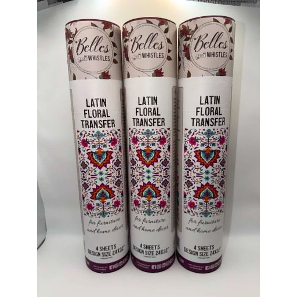 Belles & Whistles Latin Floral Transfer Lot of 3 Retired Pattern NEW Dixie Belle